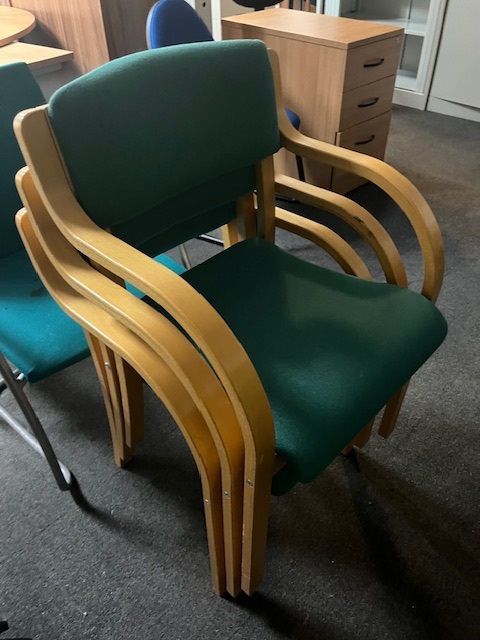 Green Wooden Framed Meeting Chairs