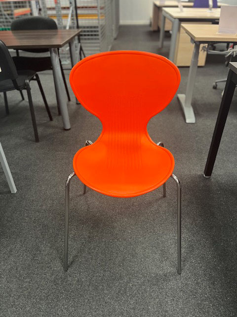 Orange plastic chairs