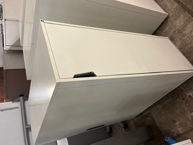 White Storage Cupboard with Slide Out Drawers